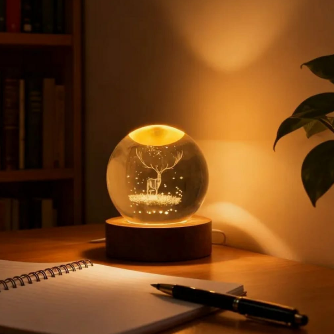 Crystal Ball Night Light – 3D Engraved