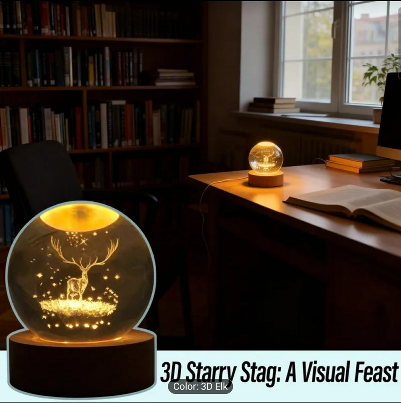 Crystal Ball Night Light – 3D Engraved